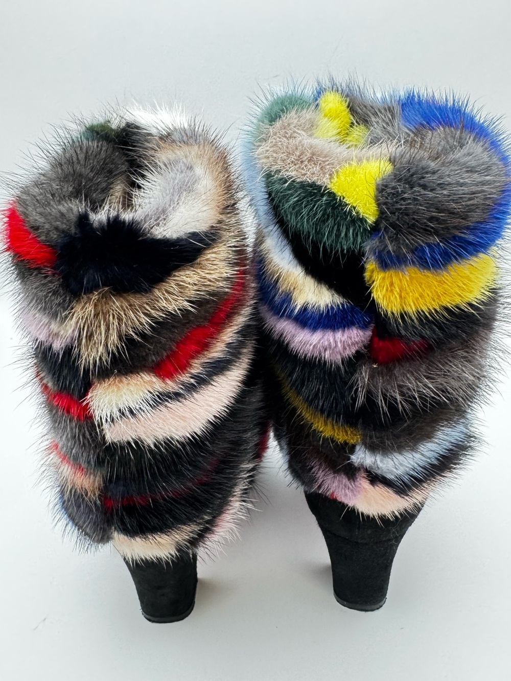 Christian Louboutin Alexandra 70 Multicolor Mink Fur Ankle Boots Size 36 - Picture 6 of 9